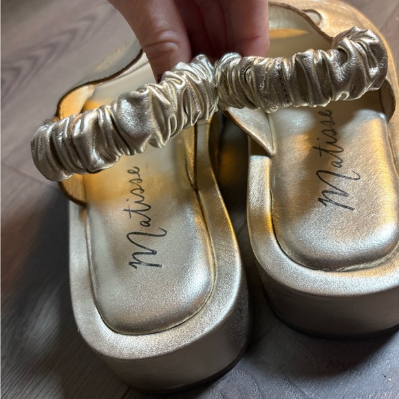 Matisse Gold Leather Liv Platform Sandals Preppy Classic - Picture 5 of 8